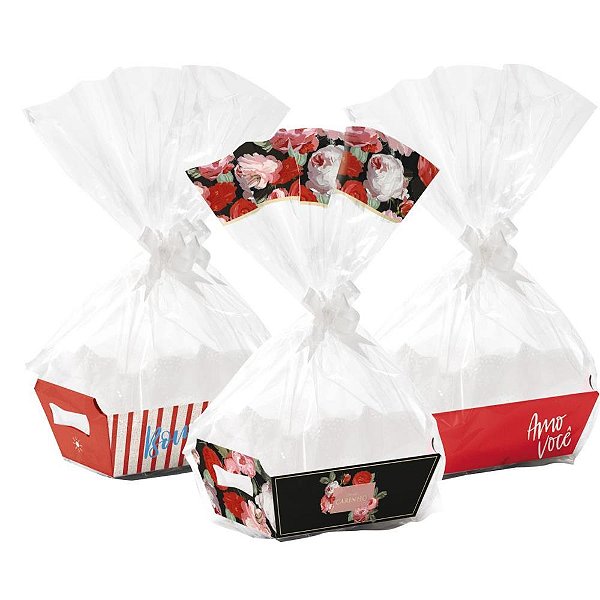 Kit Cesta de Papel M 22X15X9 Sortido - Pacote com 10