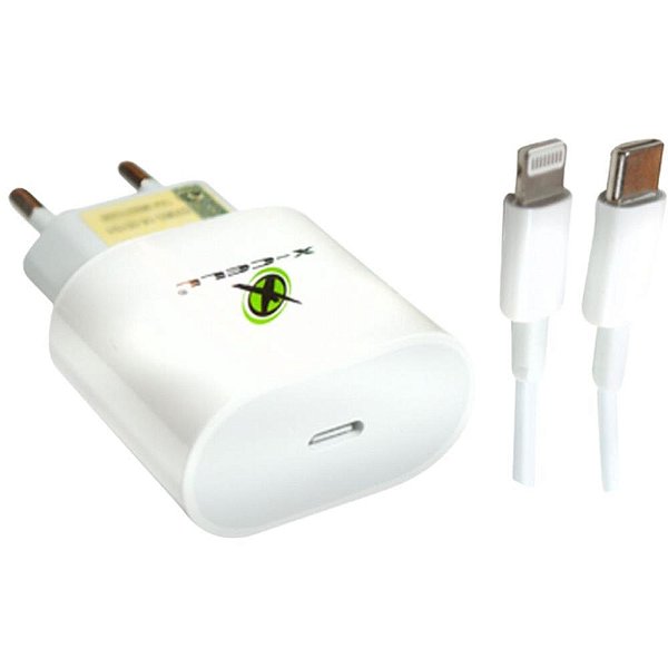 Carregador de Parede Turbo PD USB-C com Cabo Lightning 6.0A