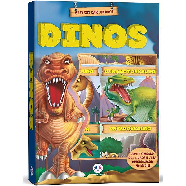 Livro Brinquedo Ilustrado BOX Dinos com 6 Mini Livros