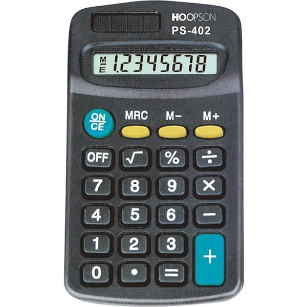 Calculadora de Bolso 8 Dígitos Pilha AAA/SOLAR Preta