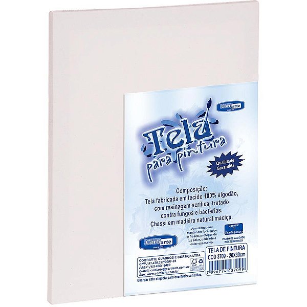 Tela para Pintura 30X50CM com Moldura de Madeira Pacote com 2