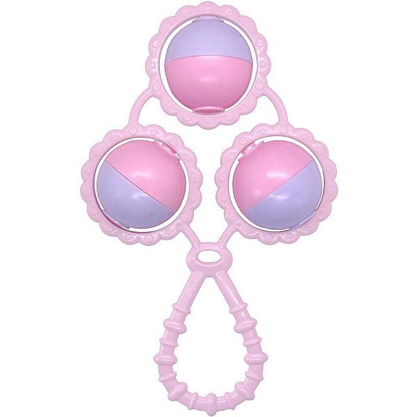 Mordedor e Chocalho 3 Bolas Rosa