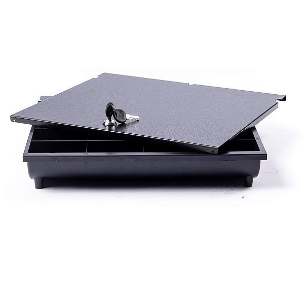 Gaveta para Dinheiro Porta Cédulas MG40 com Chave e Tampa - Preto