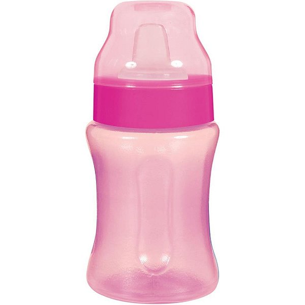 Copo Treinamento Rosa 300ML com Tampa e Bico Flexível