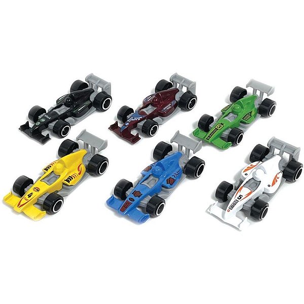 Conjunto de 5 Mini Carrinhos de Corrida F-1 – Blister com 5 Unidades