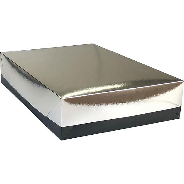 Caixa para Presente com Tampa Capri Grande 35X25,5X7,5CM Prata - Pacote com 10 Unidades