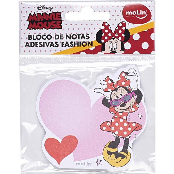 Bloco de Recado Autoadesivo 8X7,5 CM Minnie Coração 50 Folhas