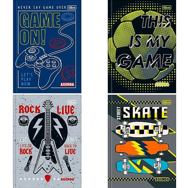 Agenda Permanente Costurada Diária Pepper Masculina 160 Folhas 12,3 X 16,6 CM - Pacote com 06 Unidades