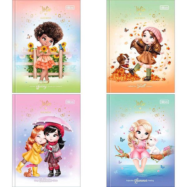 Agenda Permanente Jolie Costurada 96 Folhas 12,3 X 16,6 CM - Pacote com 5 Unidades