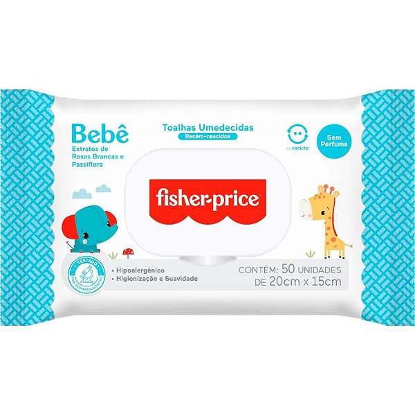 Toalhas Umedecidas FISHER-PRICE sem Perfume - 50 Folhas