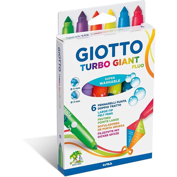 Caneta Hidrográfica Jumbo Giotto Turbo Giant Fluor - 6 Cores