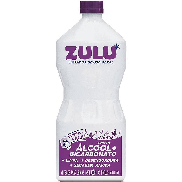 álcool Zulu Lavanda com Bicarbonato 1L Caixa com 12