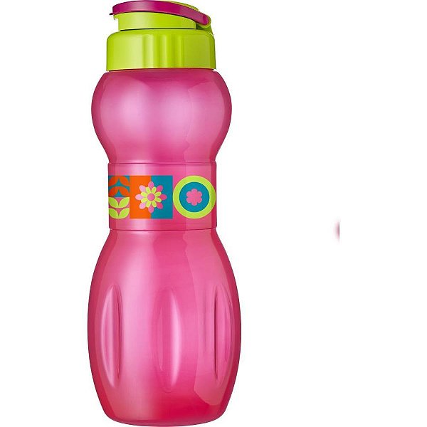Garrafa Plástica INFINITY Decorada Rosa 1000ML - PCT. com 4