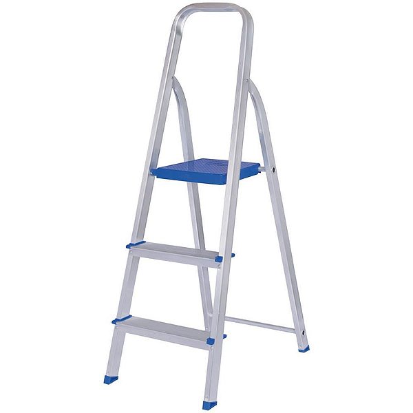 Escada Doméstica 3 Degraus Alumínio 120KG