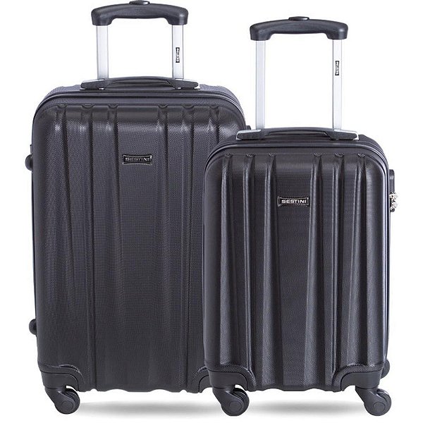 Mala de Viagem 4 Life BORDO-M ABS 360 Preto - KIT com 2 Peças