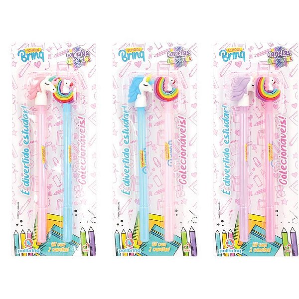 Caneta Esferográfica Unicórnios Blister com 2 (display com 12)