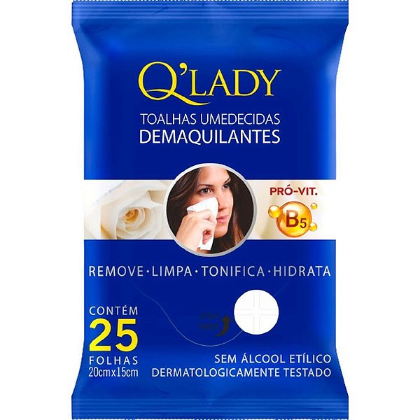 Toalhas Umedecidas Q’ LADY Demaquilante 25 Folhas