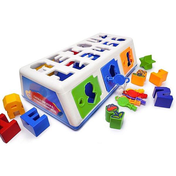 Brinquedo Educativo Caixa Encaixa Letras e Números