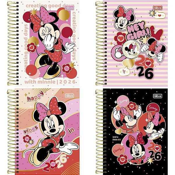 Agenda 2025 Minnie Capa Dura Especial 176 Folhas 117X164MM Pacote com 05