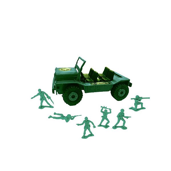 Miniatura Colecionável Forças ARMADAS com Jipe 6 Peças Pacote