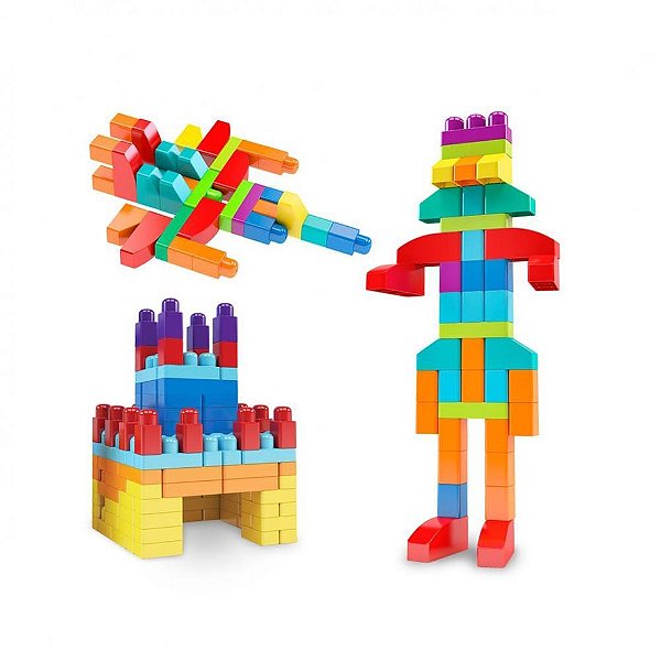 Brinquedo para Montar Sacola Construção Blocolândia 80 Peças