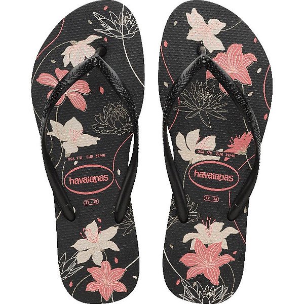 Chinelo Havaianas Feminino SLIM Organic 37/8 PRETO/CINZA