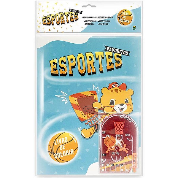 Livro Infantil Colorir Esportes Favoritos com Mini Jogo