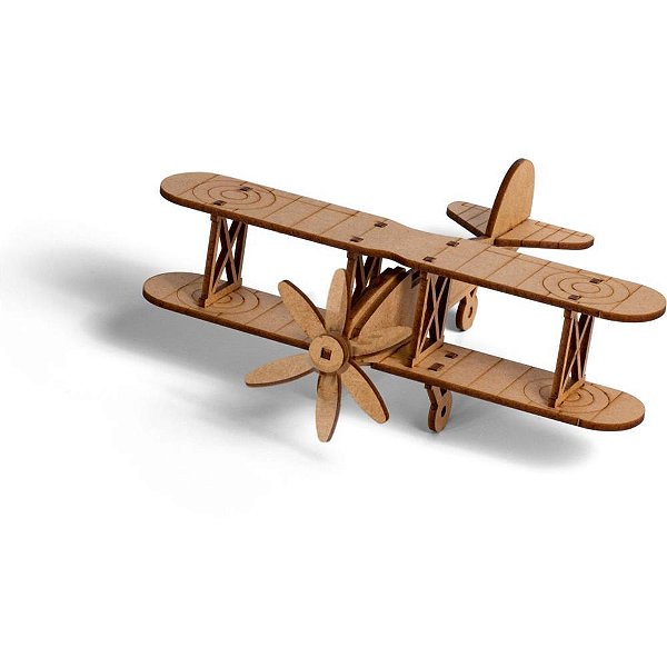 QUEBRA-CABEÇA Madeira Aviao Biplano 3D 15 Peças