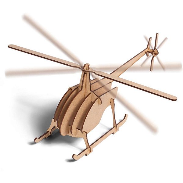 QUEBRA-CABEÇA Madeira Helicóptero 2 Hélices 3D 15 Peças