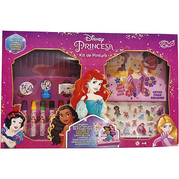 Maleta para Pintura Princesas KIT Pintura com Adesivos