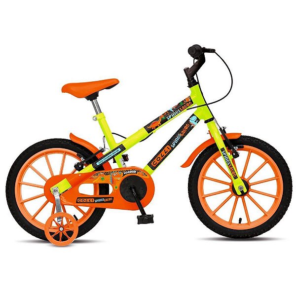 Bicicleta Infantil ARO 16 Spinossauro Amarelo Neon