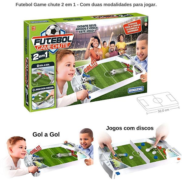 Futebol de Botão Futebol Game Chute 2 em 1 52X52CM