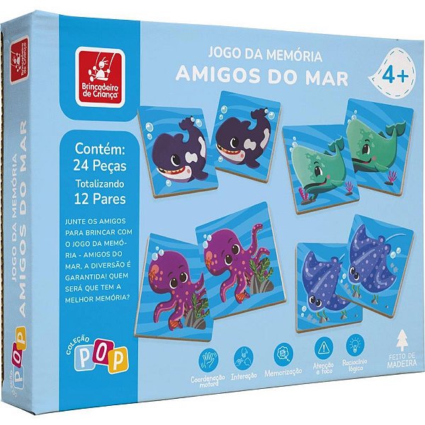 Jogo da Memória em Madeira Amigos do MAR 24 Peças