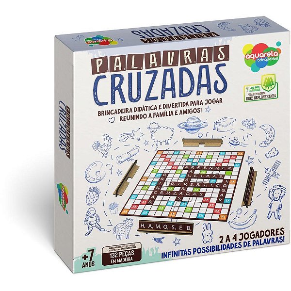 Jogo de Tabuleiro Palavras Cruzadas 100 Peças de Madeira