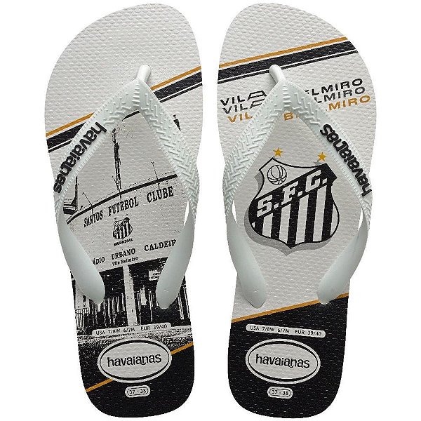 Chinelo Havaianas Licenciado TOP Santos 39/0 Branco PAR