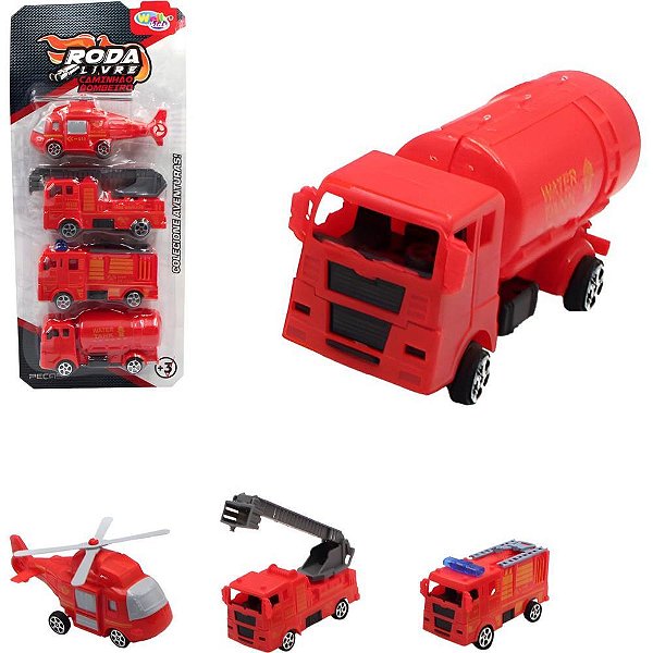 Caminhão KIT Veículos de Bombeiro 4 Peças