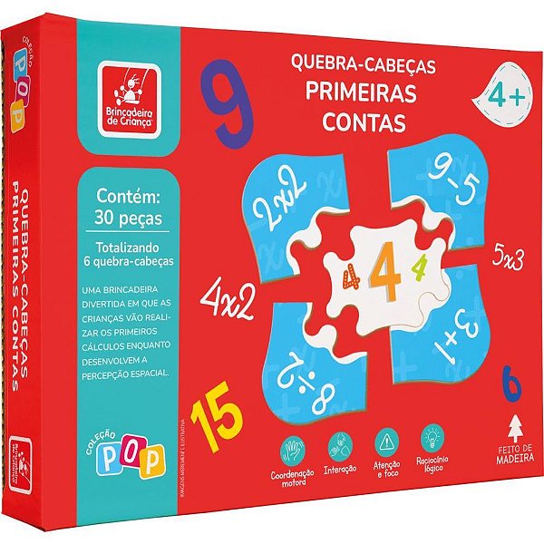 QUEBRA-CABEÇA Madeira Primeiras Contas 30 Peças