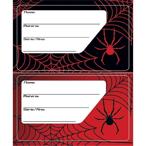 Etiqueta Escolar Decorada ARANHA 50X80MM - Cartela com 8