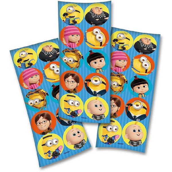 Adesivos Decorados Minions Cartela 9,5X23CM PCT C/30