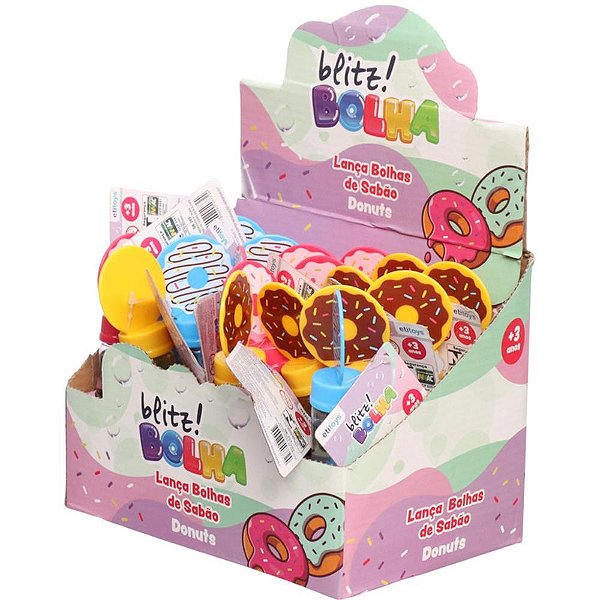 Bolha de Sabão BLITZ Bolha Donuts - Display com 24 Unidades
