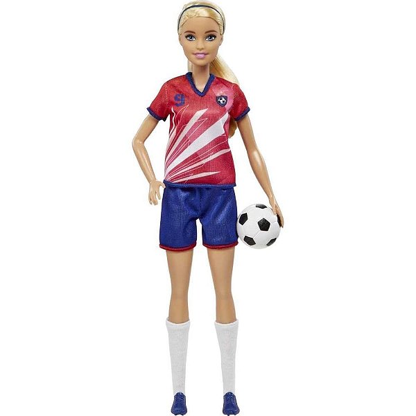 Barbie Profissões Boneca Jogadora de Futebol Uniforme Nº 9