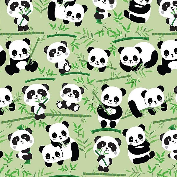 Papel Presente Bobina Couche 40CM MOD. 196 Panda - Bobina com 100 Metros
