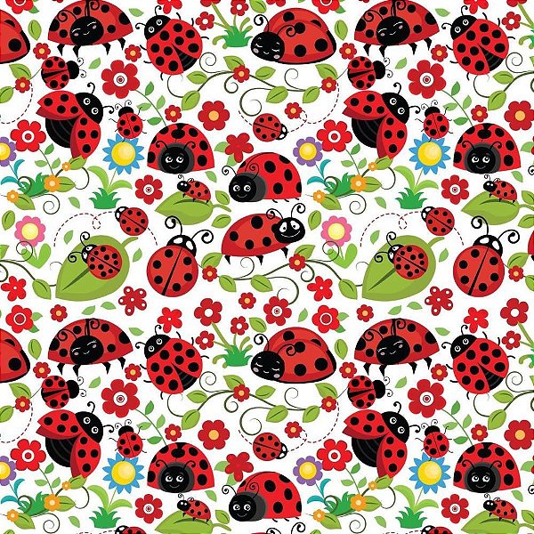 Papel de Presente Bobina Couchê 60CM Joaninhas MOD. 195 - 100M