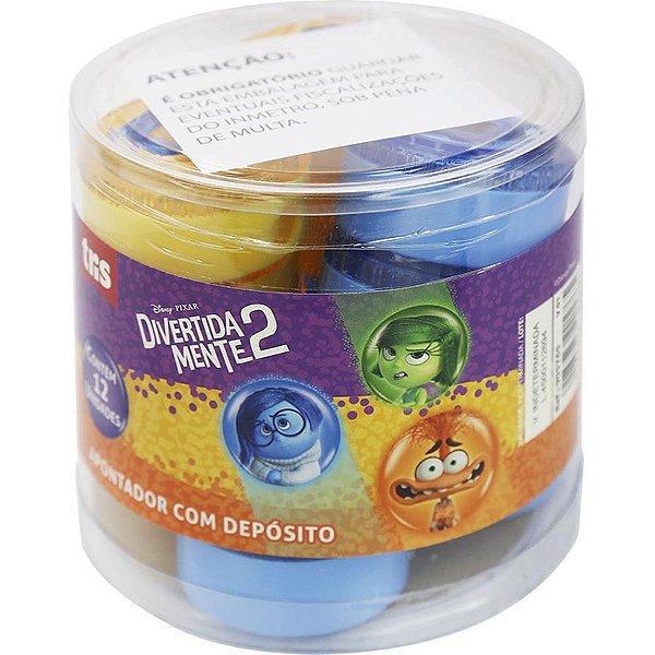 Apontador com Depósito Decorado Divertidamente 2 - Pote com 12 Unidades