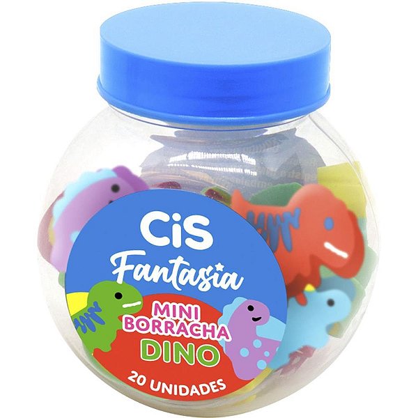 Borracha Decorada CIS Fantasia Mini Dino - Pote com 20 Unidades