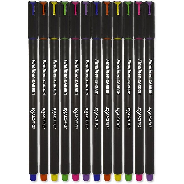 Caneta com Ponta Porosa Fineliner 0.5MM Carbon Line – Estojo com 12 Cores