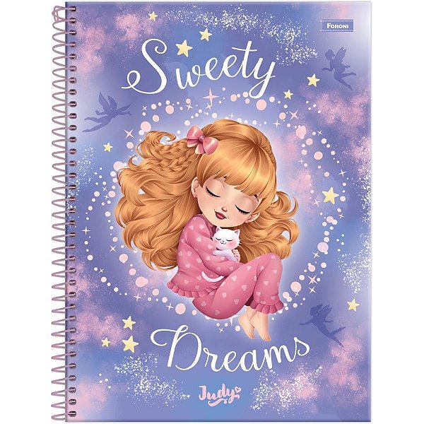 Caderno 01X1 Capa Dura JUDY 80 Folhas – Pacote com 4 Unidades