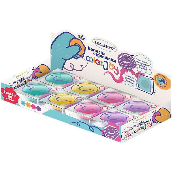 Borracha Colorida Ergonômica Hexagonal Color JOY – Display com 20 Unidades