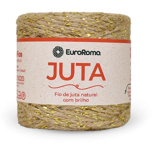 Fio de Juta Natural com Brilho Dourado 77M