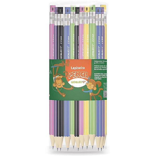 Lapiseira 2.0MM Pencil com Apontador - Sortidos - Pote com 24